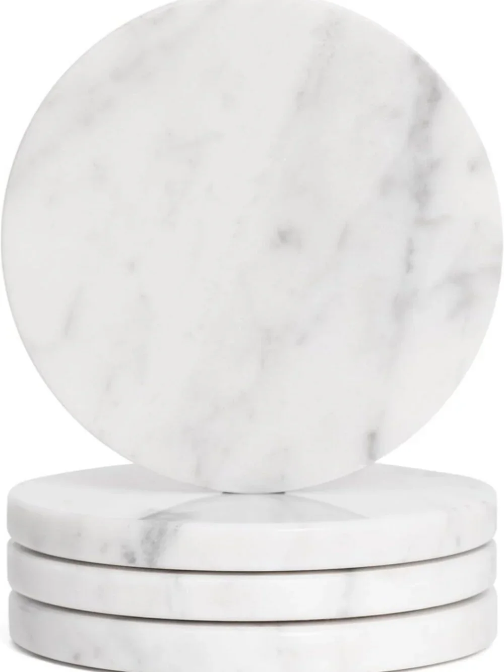 Set of 4 Marble Drink Coasters, 4-Inch Natural Stone, Stylish Home Decor, Gift